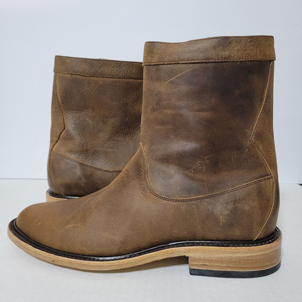Huckberry Rhodes Roper Zip Boot Mens Leather Boots Brown Size 10
